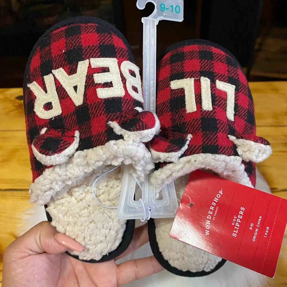 🎄Wondershop Christmad Plaid Little Kid Slippers “Lil Bear”🎄 - Picture 5 of 7